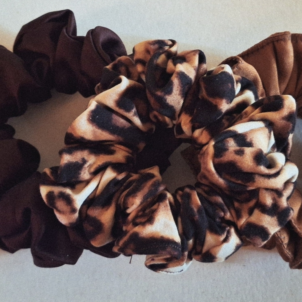Leopard and Brown Scrunchie Set